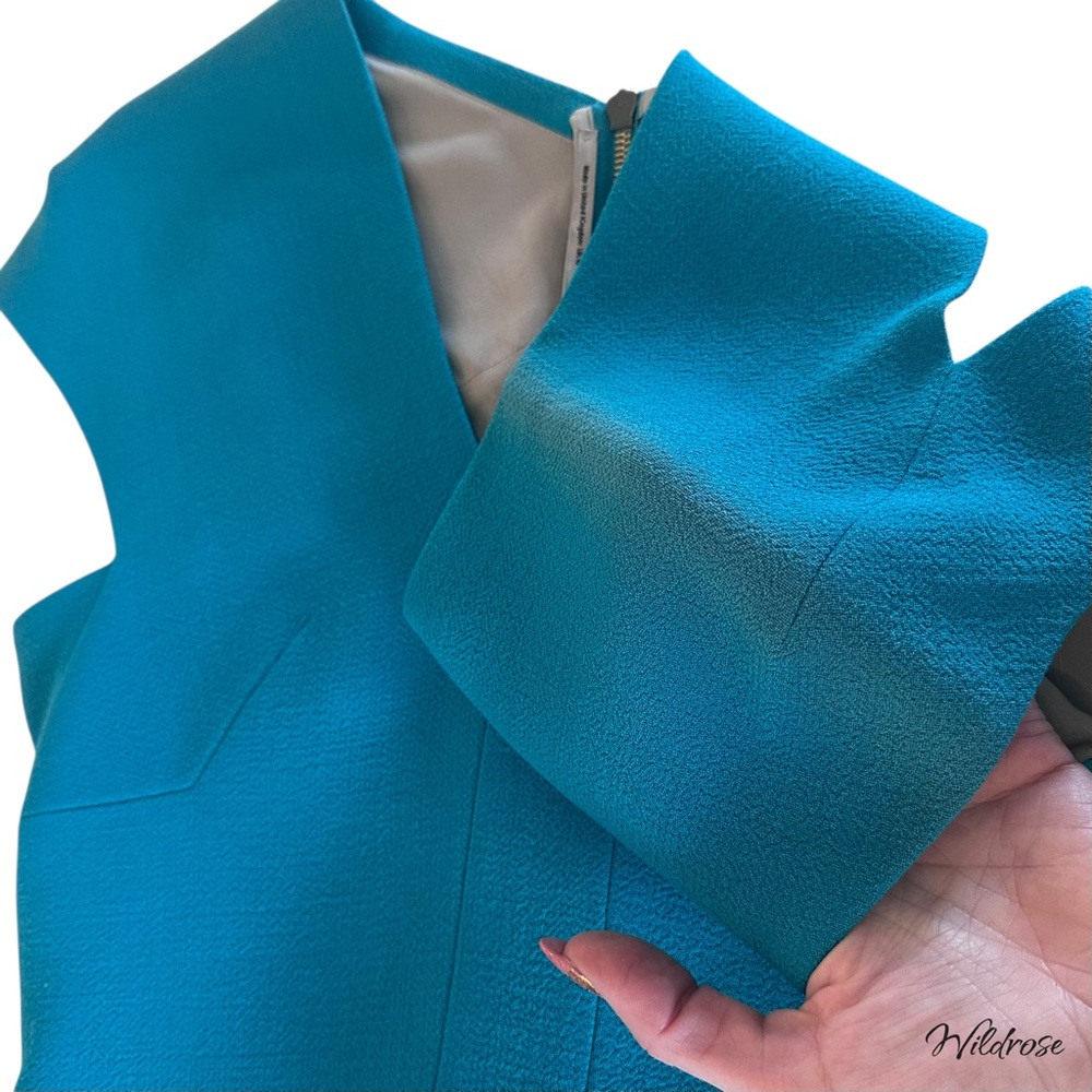 Roland Mouret Blue Green Cut Out Back Sheath Dress SZ 6 - Picture 11 of 14